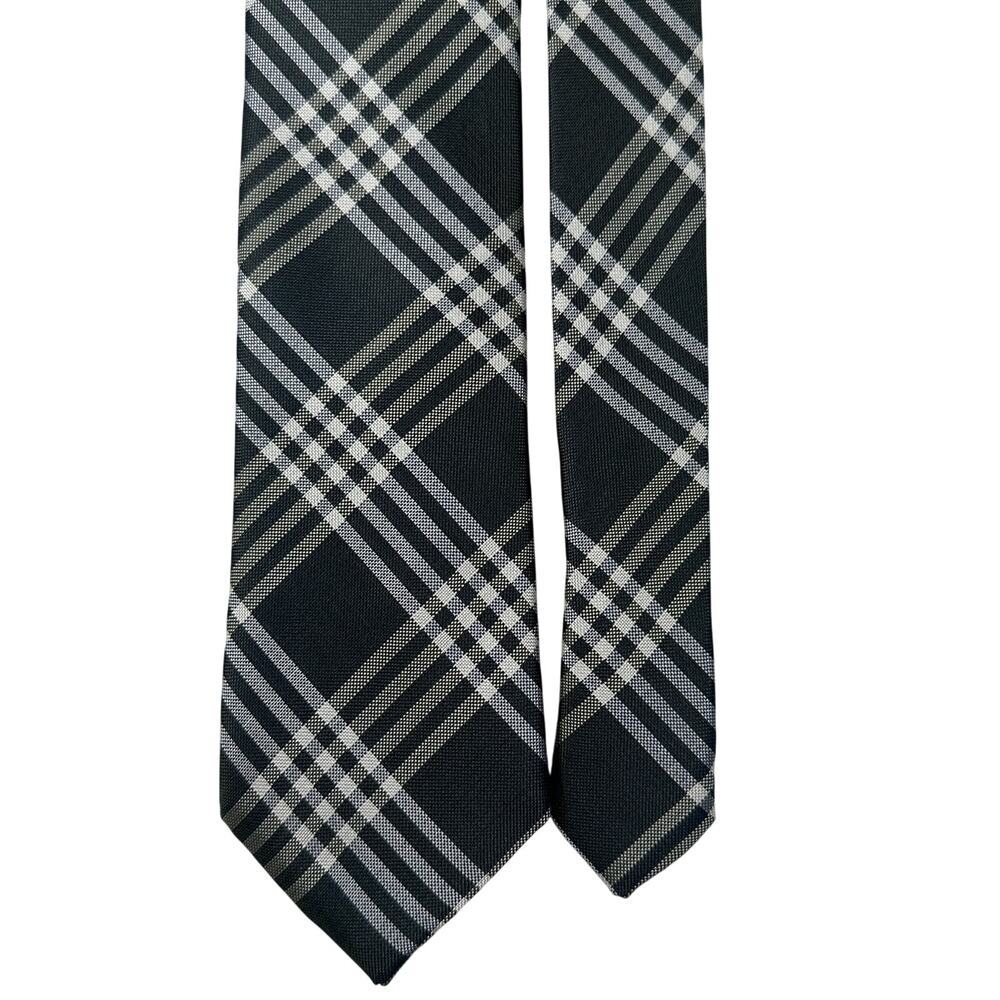 Black Brown 1826 100% Silk Neck Tie Navy Blue Green White Reflective‎ Plaid - Picture 5 of 12